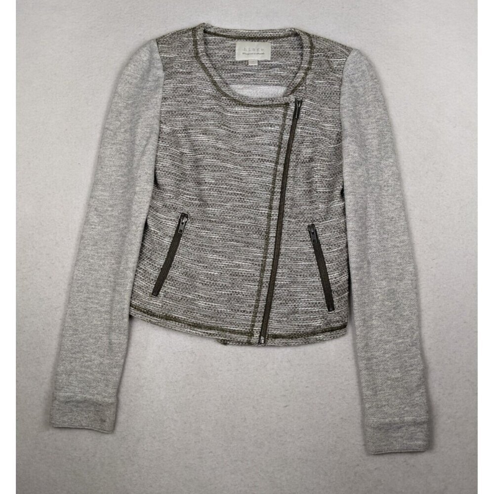 HINGE - WOMEN'S GRAY MOTO MOTORCYLE STYLE JACKET - SIZE S -
